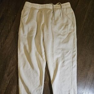 Nike Joggers Sweat Pants Cream Womens Size Large L Draw String, Snap Rear Pocket